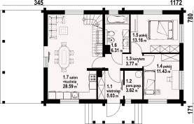 Rzut projektu zawoja dw 77 - Parter