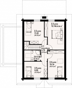 Rzut projektu głogoczów 36 dw - Poddasze