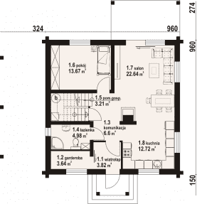 Rzut projektu witkowo dw - Parter