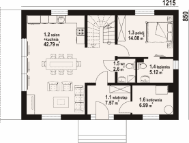 Rzut projektu henryków a1m - Parter