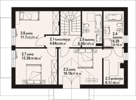 Rzut projektu henryków a1m - Poddasze