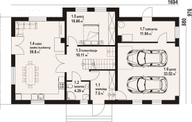 Rzut projektu bielowice - Parter