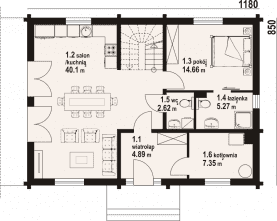 Rzut projektu henryków b1 dw - Parter