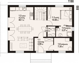 Rzut projektu henryków b1 dws - Parter