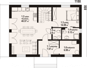 Rzut projektu henryków b1m - Parter