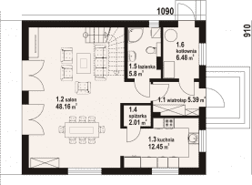 Rzut projektu gryfinowo b1m - Parter