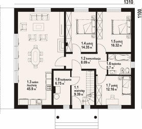 Rzut projektu andrzejów a1m - Parter