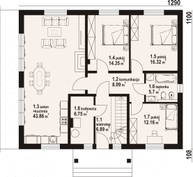 Rzut projektu andrzejowo 1m - Parter