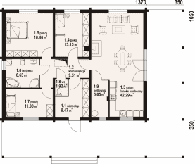 Rzut projektu alamowo 7 dw - Parter