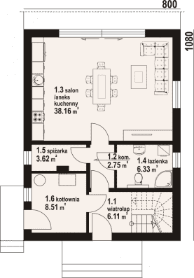 Rzut projektu gniazdowo a4 - Parter