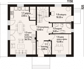 Rzut projektu cedrowo b1mk - Parter