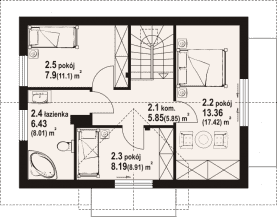 Rzut projektu hebdów aa 70 dws - Poddasze