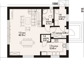 Rzut projektu gryfinowo c1m - Parter