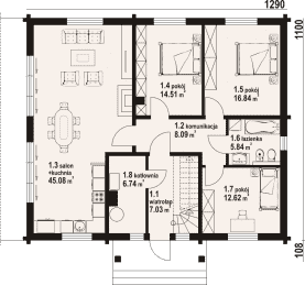 Rzut projektu andrzejowo 1dw - Parter