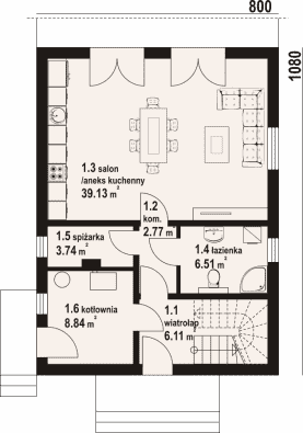 Rzut projektu gniazdowo a3 dws - Parter