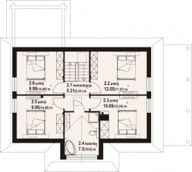 Rzut projektu jurgów średni 7 dw - Poddasze