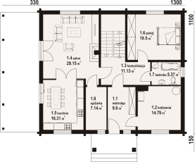 Rzut projektu darłowo b1 dw - Parter