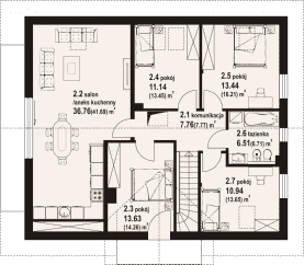 Rzut projektu andrzejówka 22 dws - Poddasze
