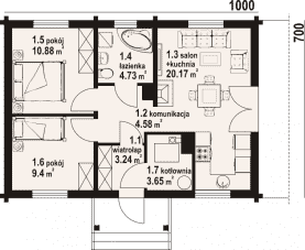 Rzut projektu miłków 15 dw - Parter