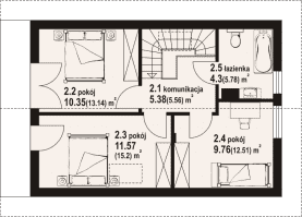Rzut projektu świecie aa 70 dw - Poddasze