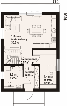 Rzut projektu grodziec a3 - Parter