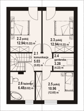 Rzut projektu grodziec a3 - Poddasze