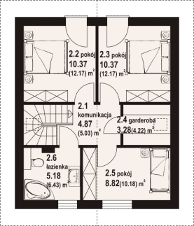 Rzut projektu grodziec aa 70 - Poddasze