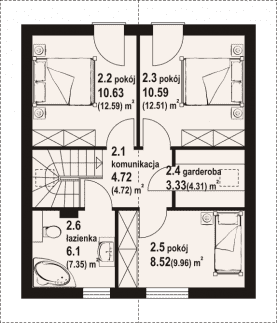 Rzut projektu grodziec aa 70 dws - Poddasze