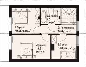 Rzut projektu trzebowice aa 70 dws - Poddasze