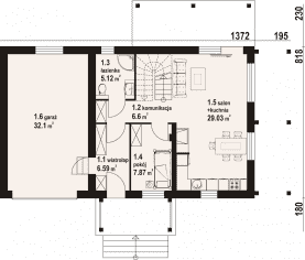 Rzut projektu ostrowo - Parter