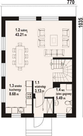 Rzut projektu gąsawa a3 - Parter