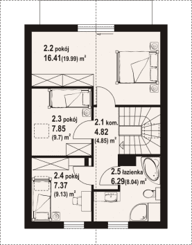 Rzut projektu gąsawa aa 70 dw - Poddasze