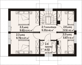 Rzut projektu osieczno aa 70 dw - Poddasze