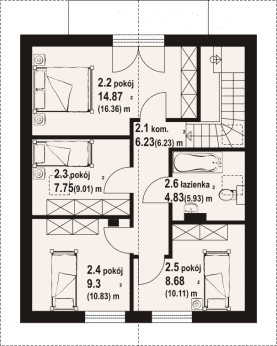 Rzut projektu gronów a3 - Poddasze