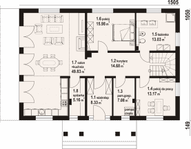 Rzut projektu podsarnie z antresolą m - Parter