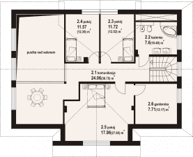 Rzut projektu podsarnie z antresolą m - Poddasze