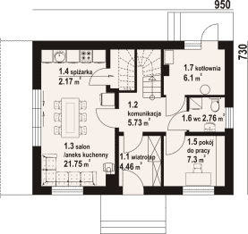 Rzut projektu cedry aa 70 - Parter