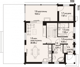 Rzut projektu bartnówek dw 5 - Parter