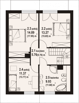 Rzut projektu gładyszowo a3 dws - Poddasze