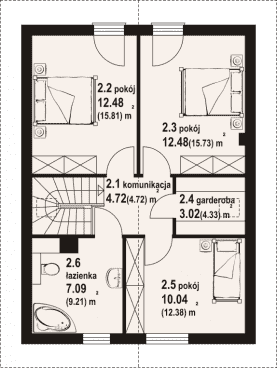 Rzut projektu grodziec a3 dw - Poddasze