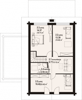 Rzut projektu głogoczów 33 dw - Poddasze
