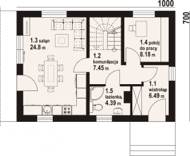 Rzut projektu bartkowo bb 70 - Parter