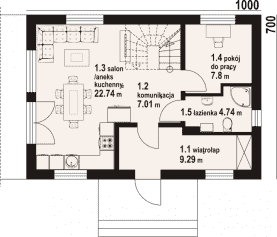 Rzut projektu żarki bb 70 - Parter