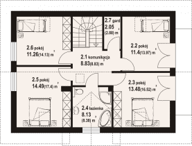 Rzut projektu żarowo 39 m - Poddasze