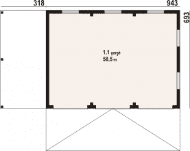 Rzut projektu garaż GDS 5W - Parter