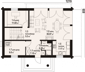 Rzut projektu bukowina 13 dw - Parter