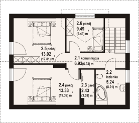 Rzut projektu garwolin 9 dws - Poddasze