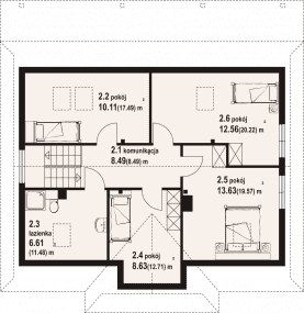 Rzut projektu chmielniki małe dw 72 - Poddasze