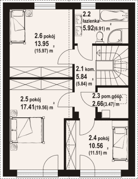Rzut projektu biokowo wyspa m - Poddasze