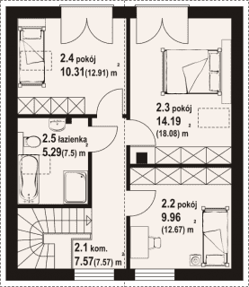 Rzut projektu grochowo nowe 3 bb pcr - Poddasze